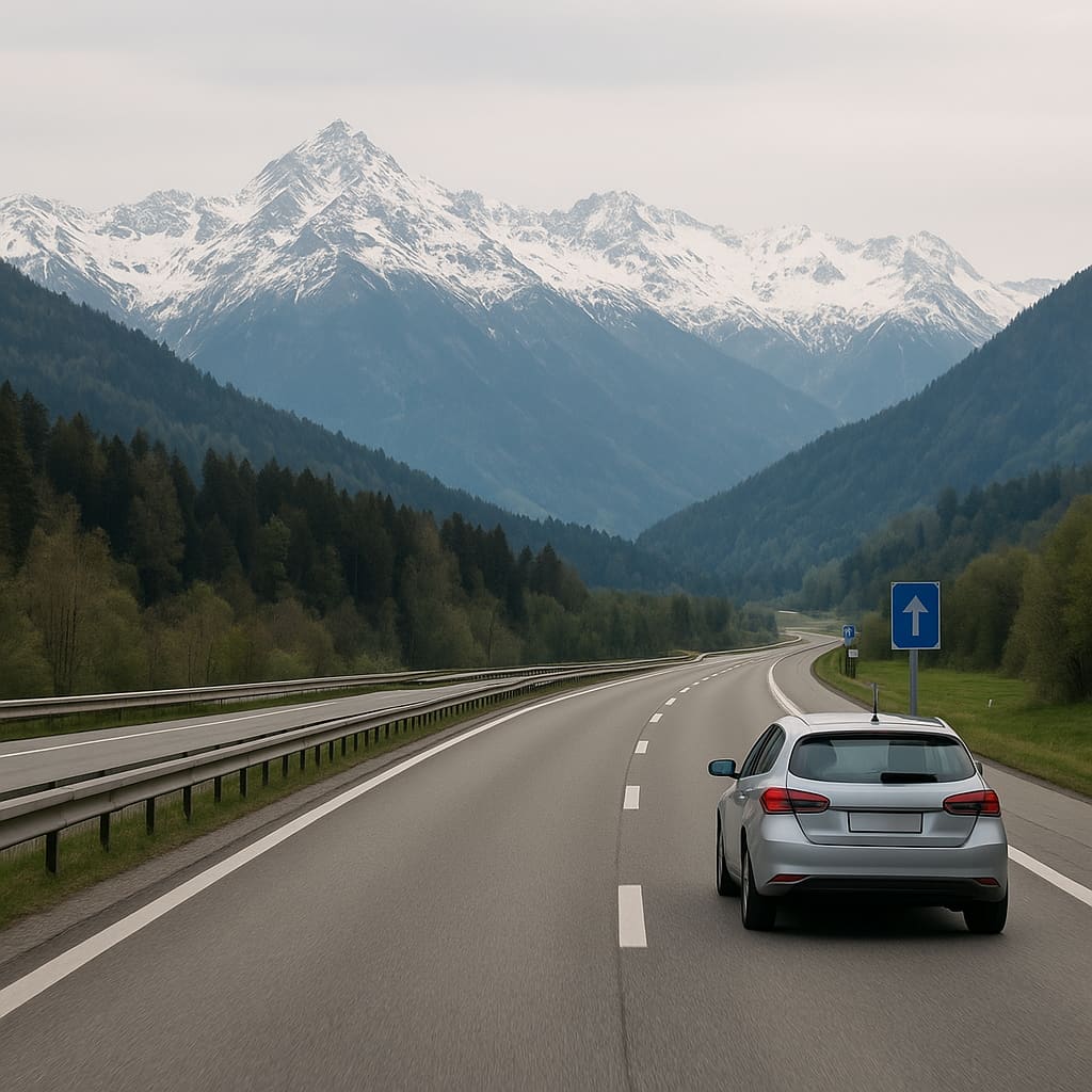 Schweizer Autobahn mit Bergen